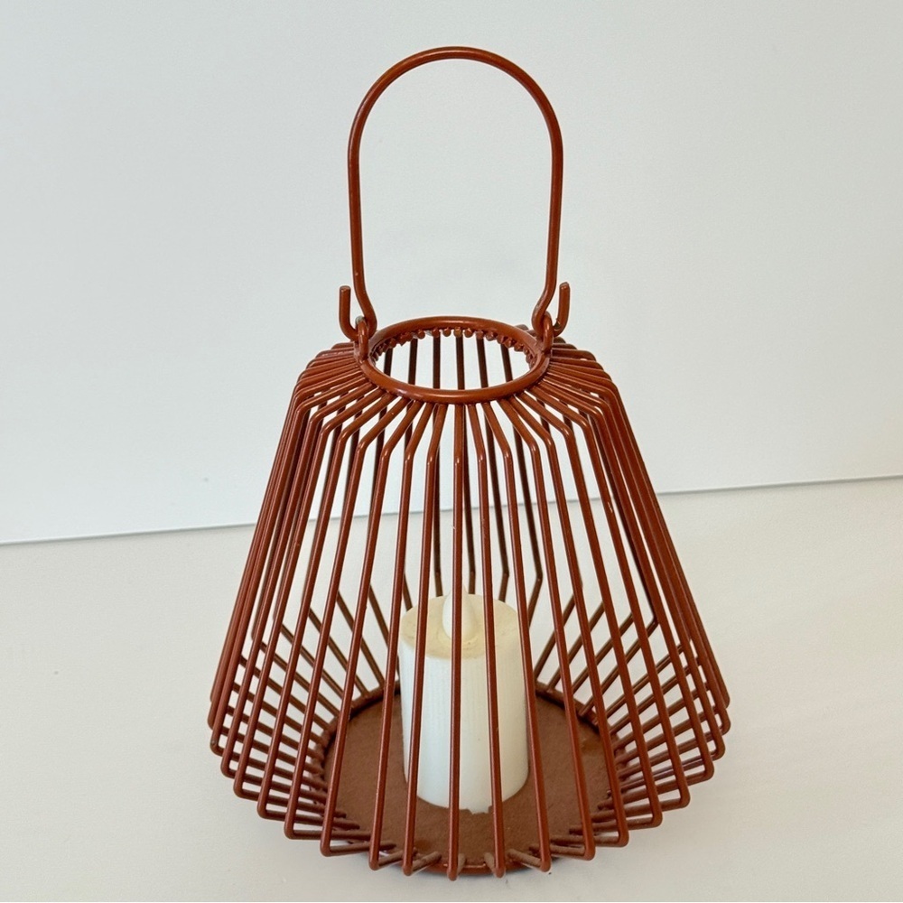 Candle Holder Orange Wire Electric Candle Home Decor Long Soft Glow In/Outdoors